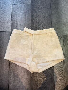 High-Waist Cream Bouclé Shorts